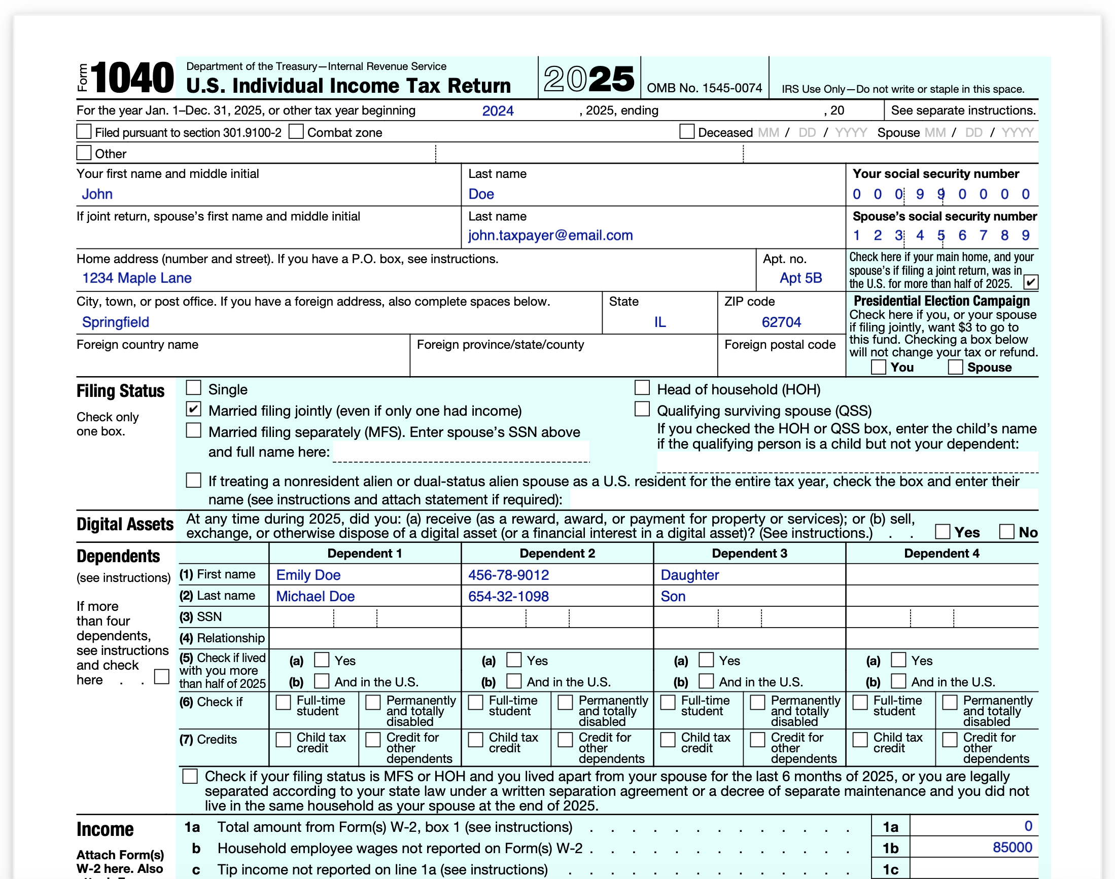 Original document with PII visible